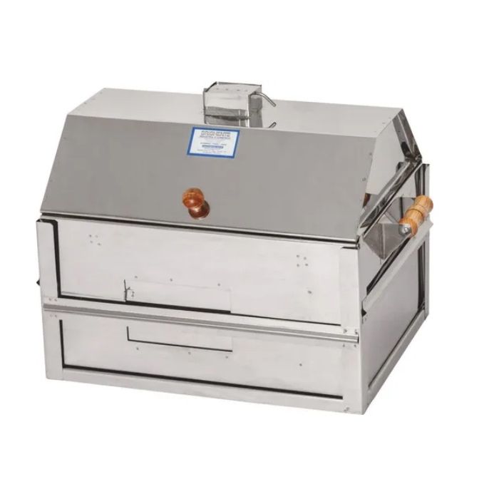 CHURRASQUEIRA INOX C/TAMPA GRANDE