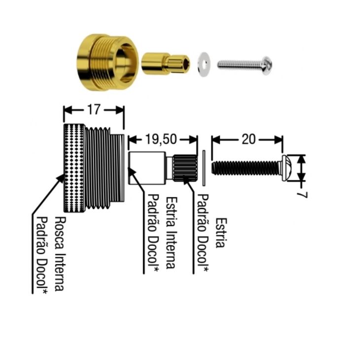PROLONGADOR LATAO P/ REG. DOCOL - 10.0MM